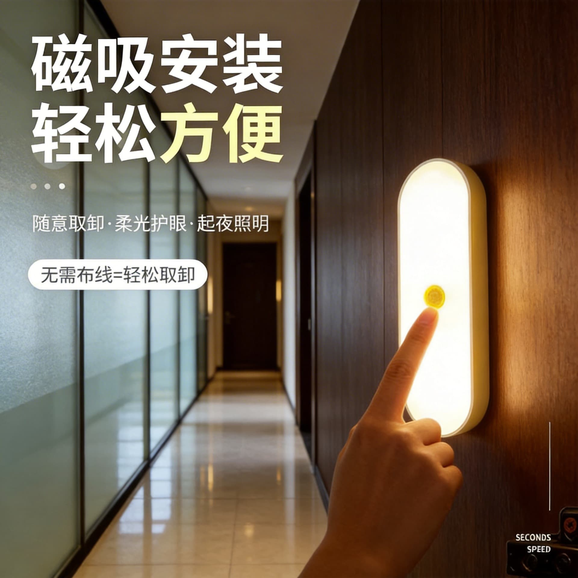 Light Luxury Motion Sensor Night Light, Lights Up on Approach and Turns Off When Leaving, No Wiring Required, Night Light