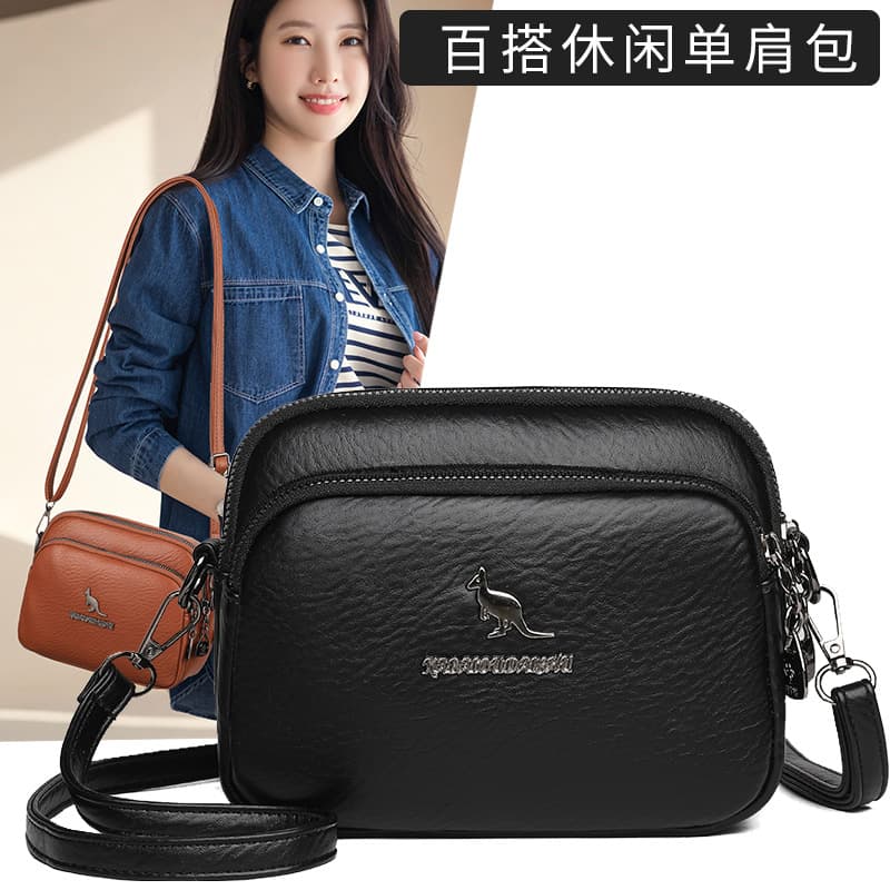 Cross-border New Hot-selling Women's Bag High-end Solid Color Minimalist Shoulder Mother Bag Large Capacity Soft Leather Crossbody Small Square Bag