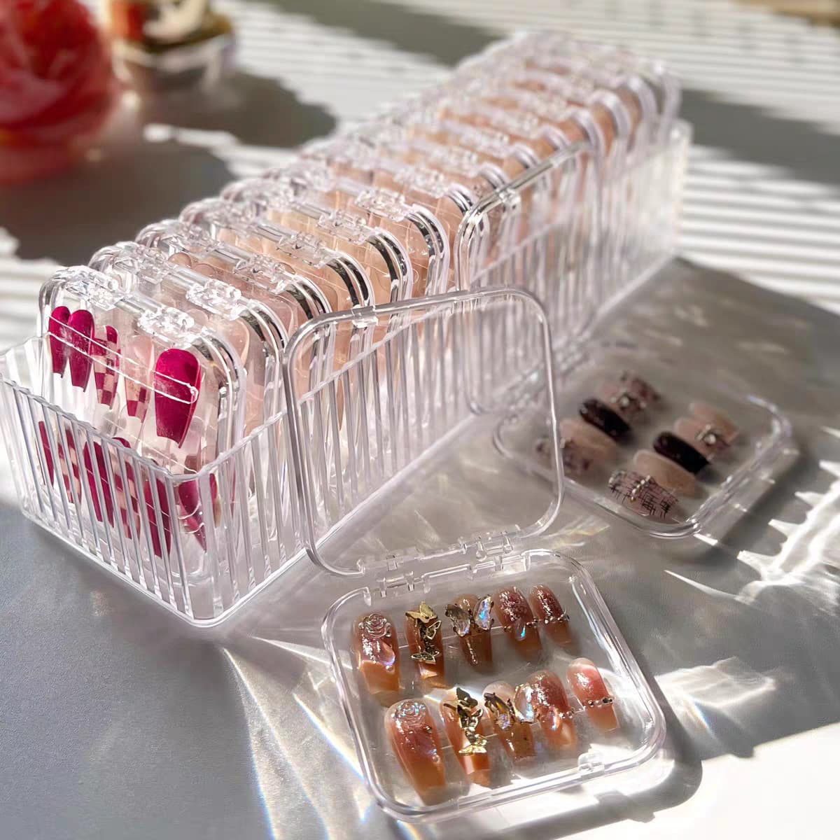 Wholesale 85-box Nail Packaging Boxes Direct from Factory, Transparent Nail Display Case, Wearable Nail Storage Box