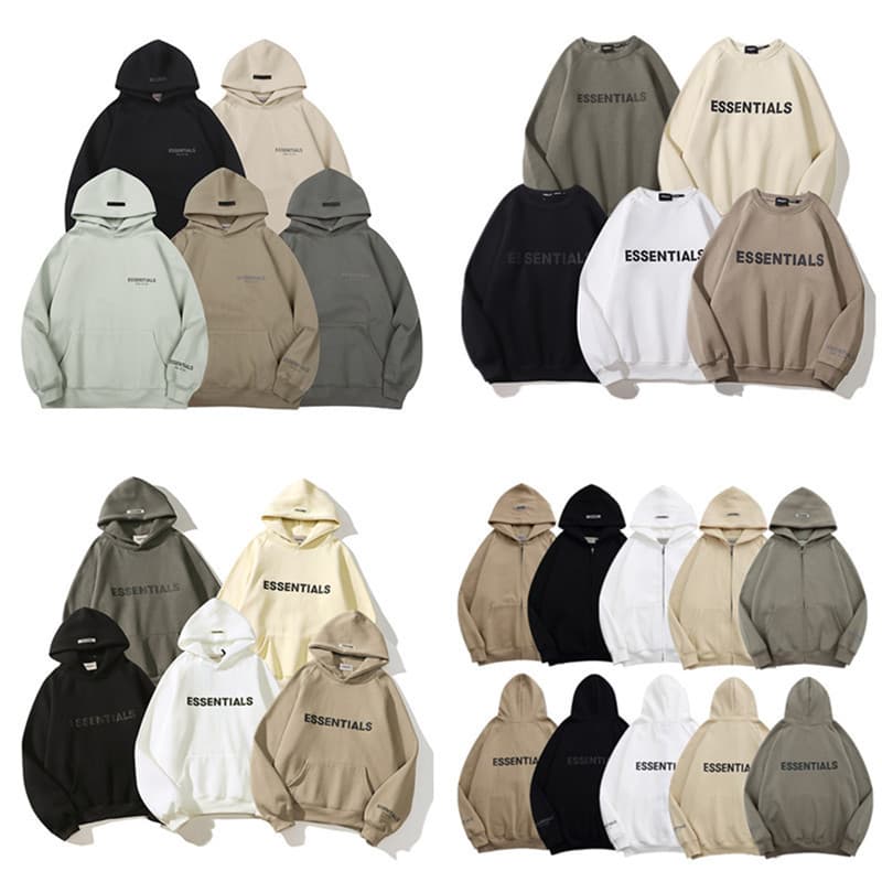 FOG ESSENTIALS 3D Silicone Letter Unisex American High Street Fleece-Lined Hoodie Sweatshirt Jacket Hoodie
