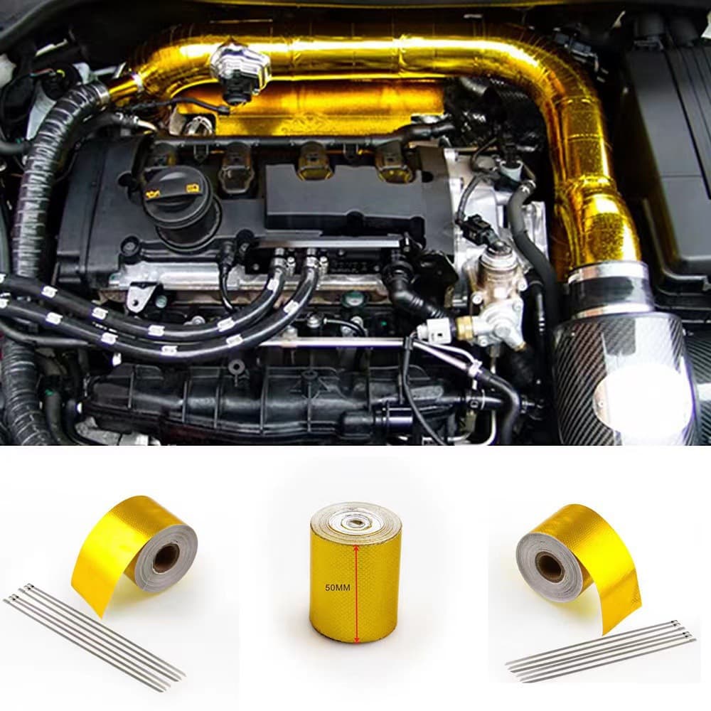 Car Intake Pipe Modification High Temperature Resistant Aluminum Foil Fiber Cloth Industrial Aluminum Foil Tape Automotive Accessories
