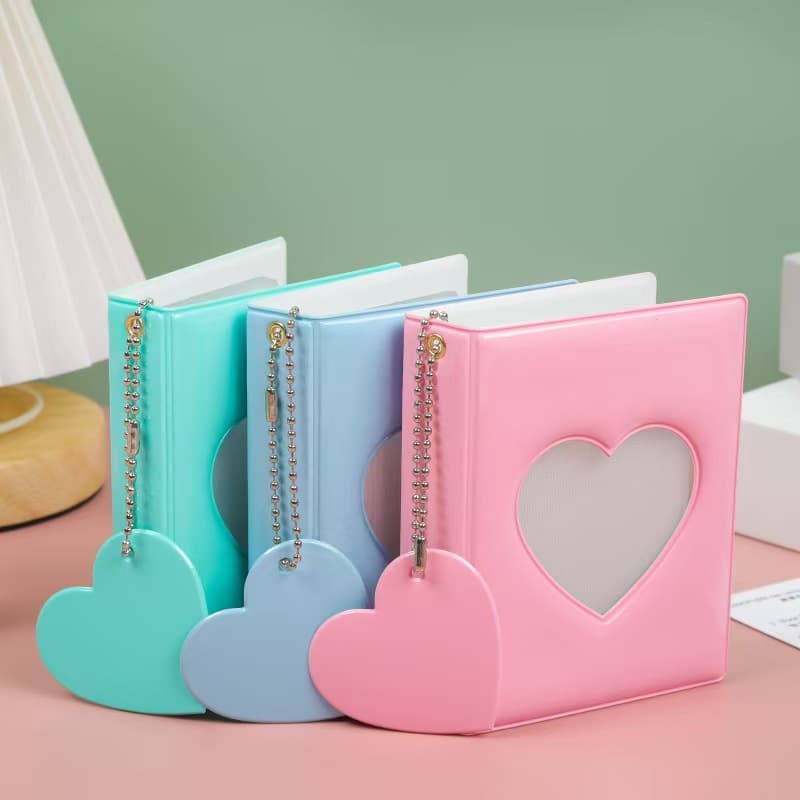 Cross-border Hot Selling Simple 3-inch Mirror Card Album High-gloss PVC Solid Color Photo Card Storage Book for K-pop Photocards and Polaroids