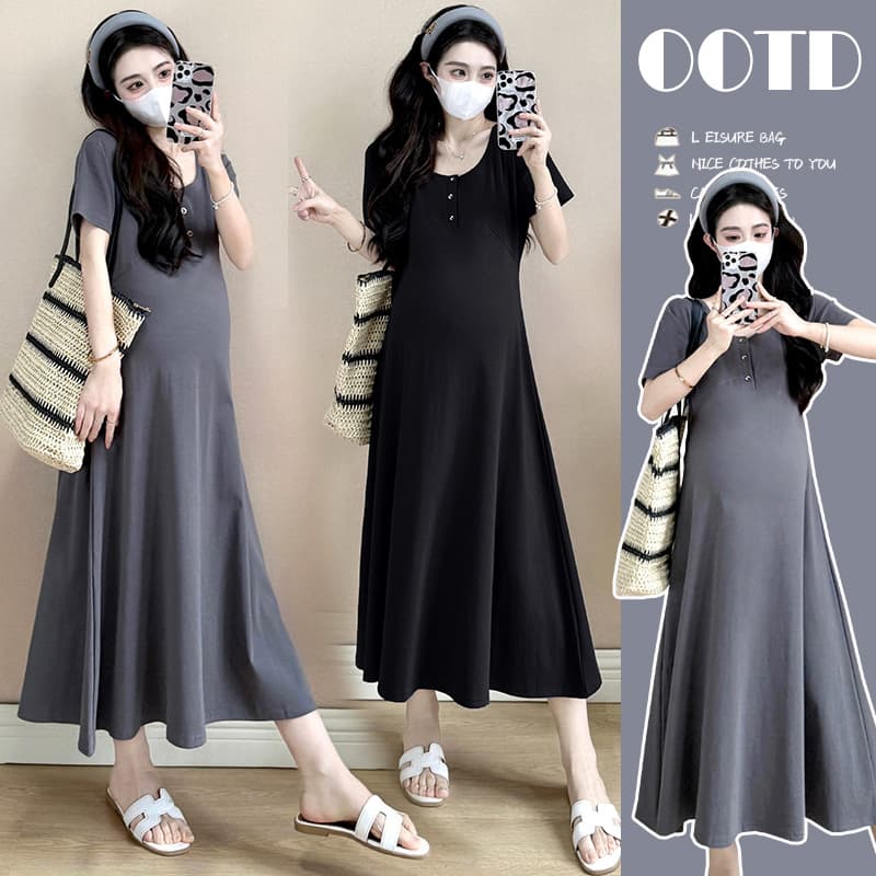 Maternity Summer Dress Plus Size Loose Casual Fashionable Dress for Pregnant Women
