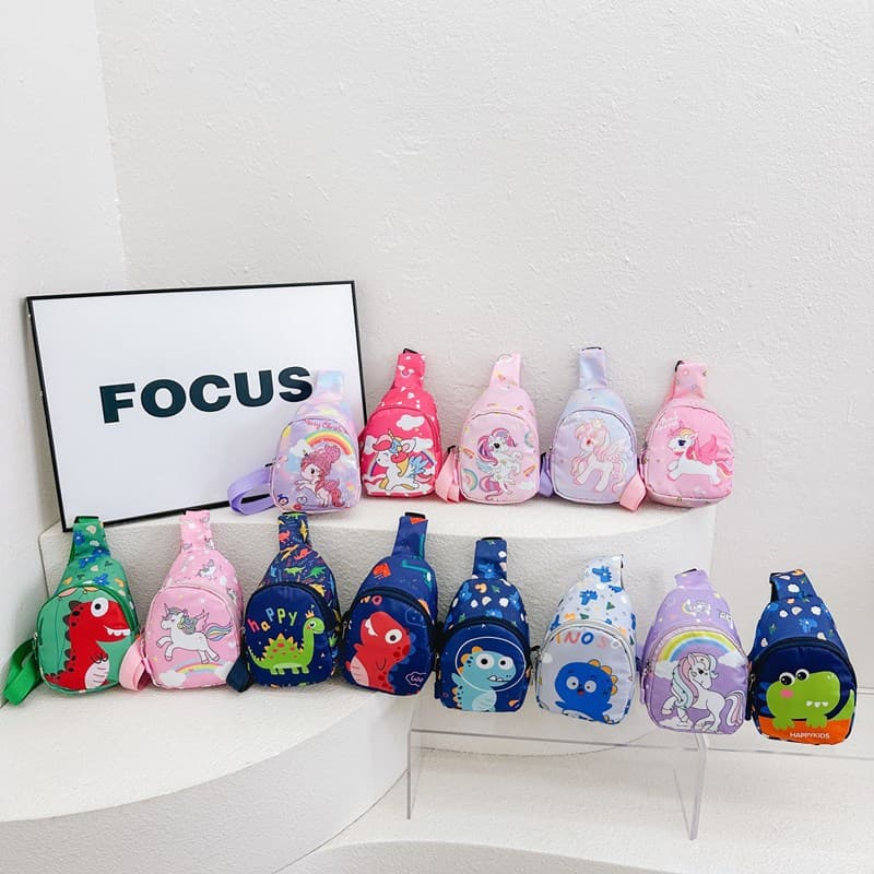 Foreign trade children's bags, girls' chest bags, boys' dinosaur shoulder bags, baby casual backpacks, cute girls' coin purses