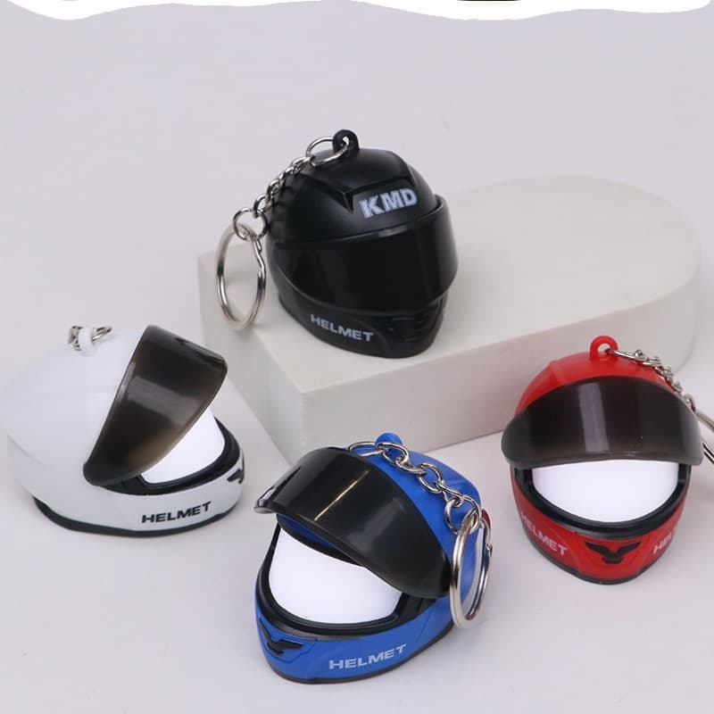 Motorcycle Helmet with Light Keychain Premium High-End Cool Fun Pendant Bag Decoration Car Key Chain