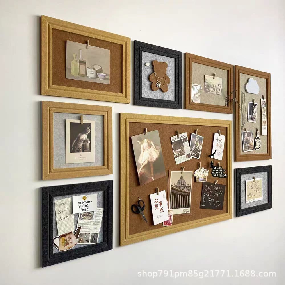 Felt Board Wall Sticker, Cork Board for School Classroom Notice Display, Framed Message Board Wall Frame