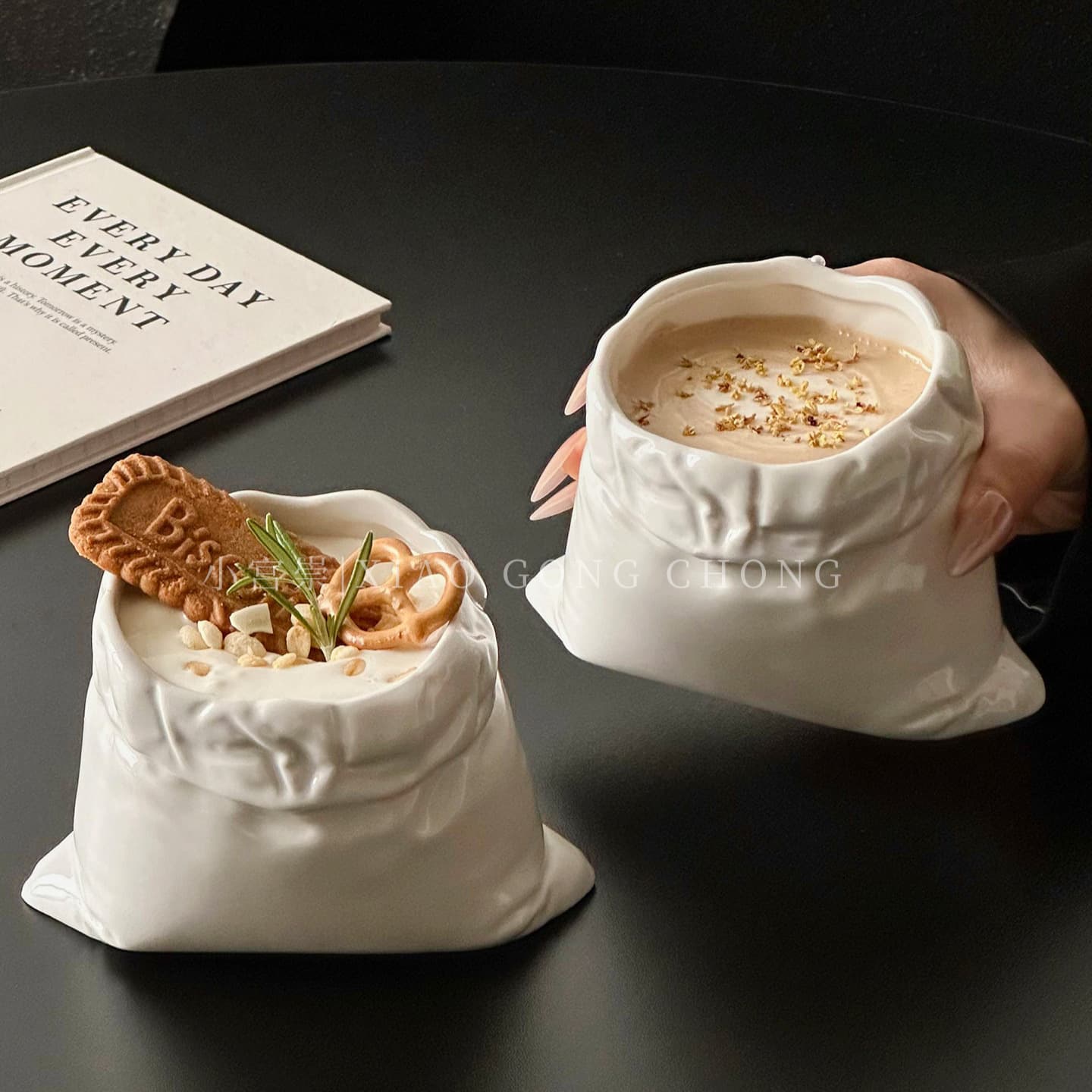 Creative Ceramic Cup with Cloth Bag, Coffee Cup, Unique Handmade Mug, Latte Art Cup, Afternoon Tea Cup