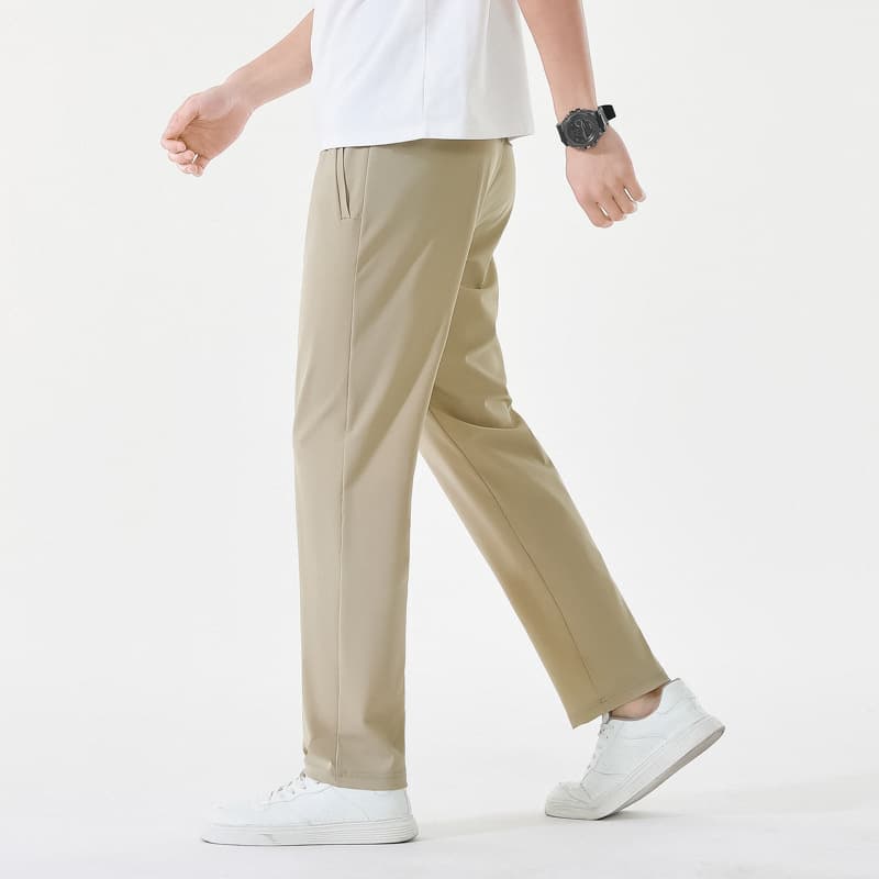 Ice silk stretch pants for men, summer quality, lightweight, quick-drying, breathable casual pants, trendy and versatile, cool commuting trousers