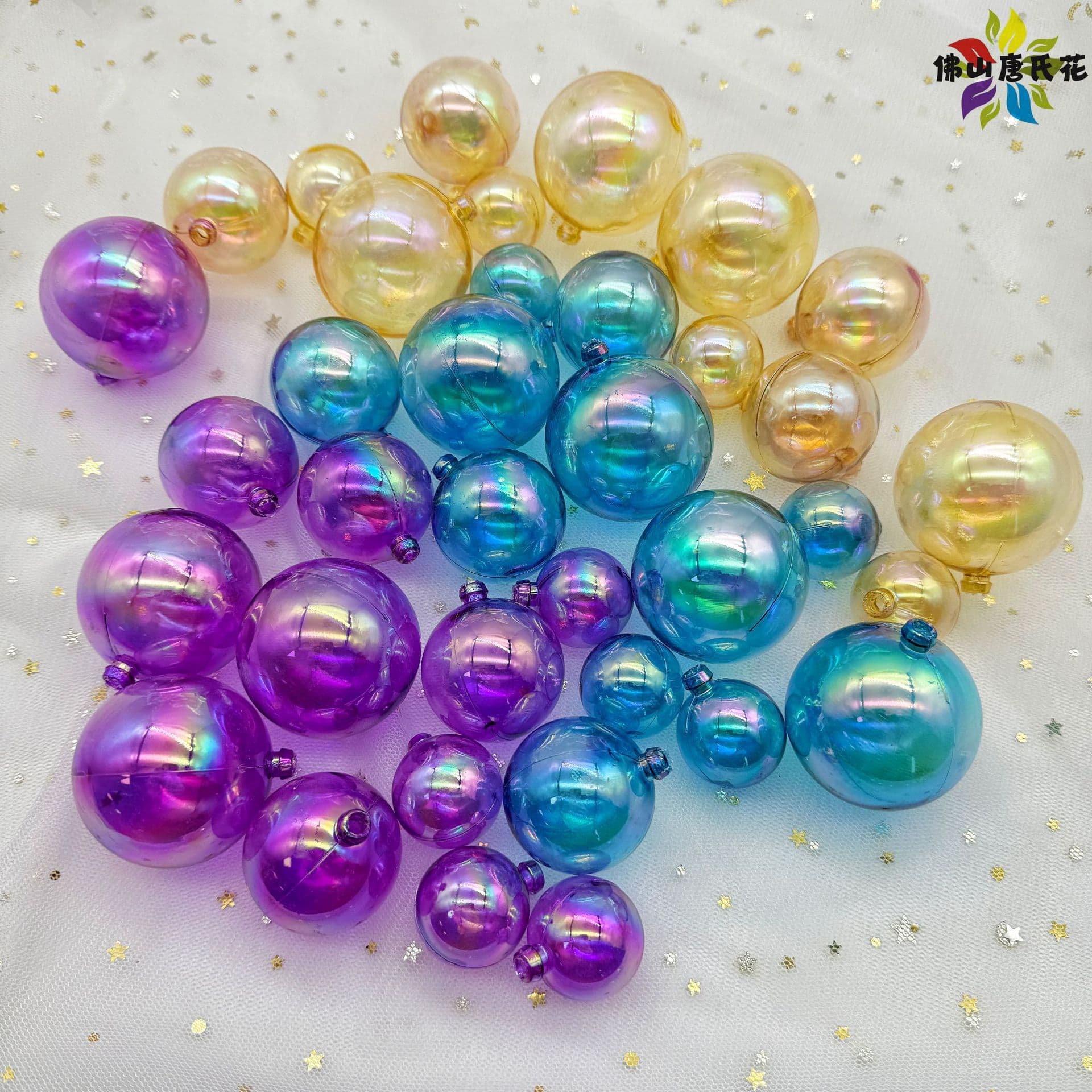 Cross-Border Iridescent Cake Decor Balls, Transparent Multicolored Spheres for Baking Birthday Accents and Dessert Table Styling