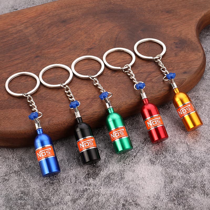 Modified car keychain Modified car nos nitrogen bottle keychain NOS decorative gas bottle keychain
