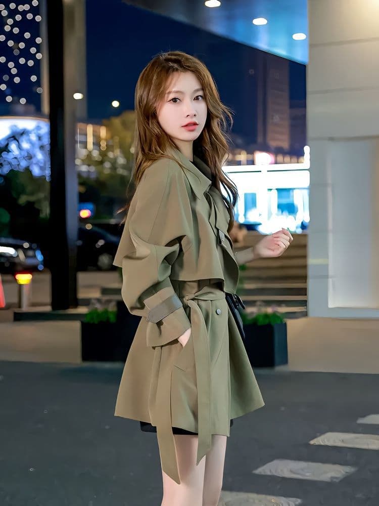 Windbreaker coat for small women new spring and autumn mid-length Korean style fashionable coat design