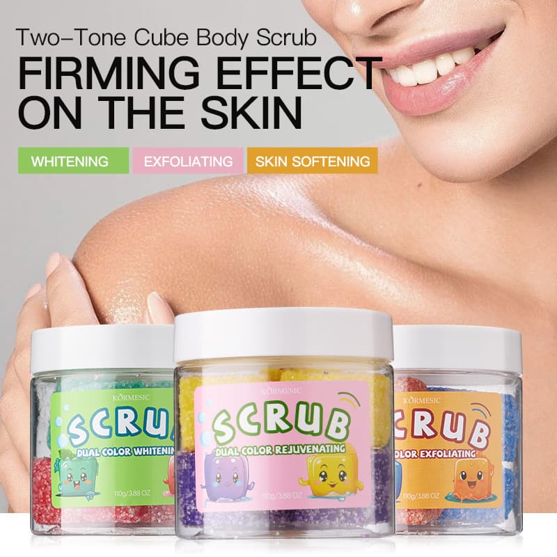 KORMESIC Dual-Color Cube Body Scrub, 110g (6 cubes), for Export Only