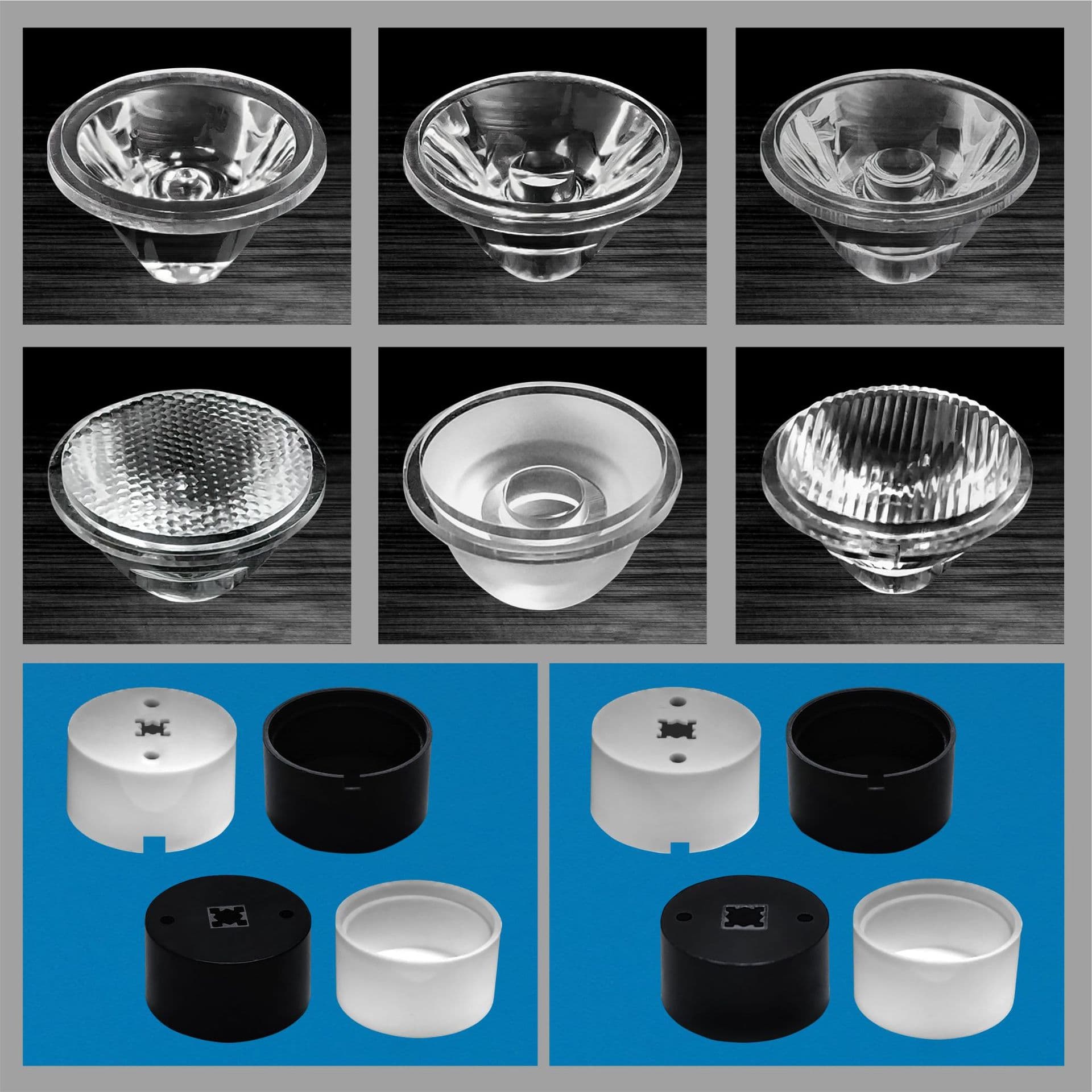 Premium Selection 19.7 Diameter LED Conical Lens and Holder for 3535, 2525, 3030, 2835 LEDs