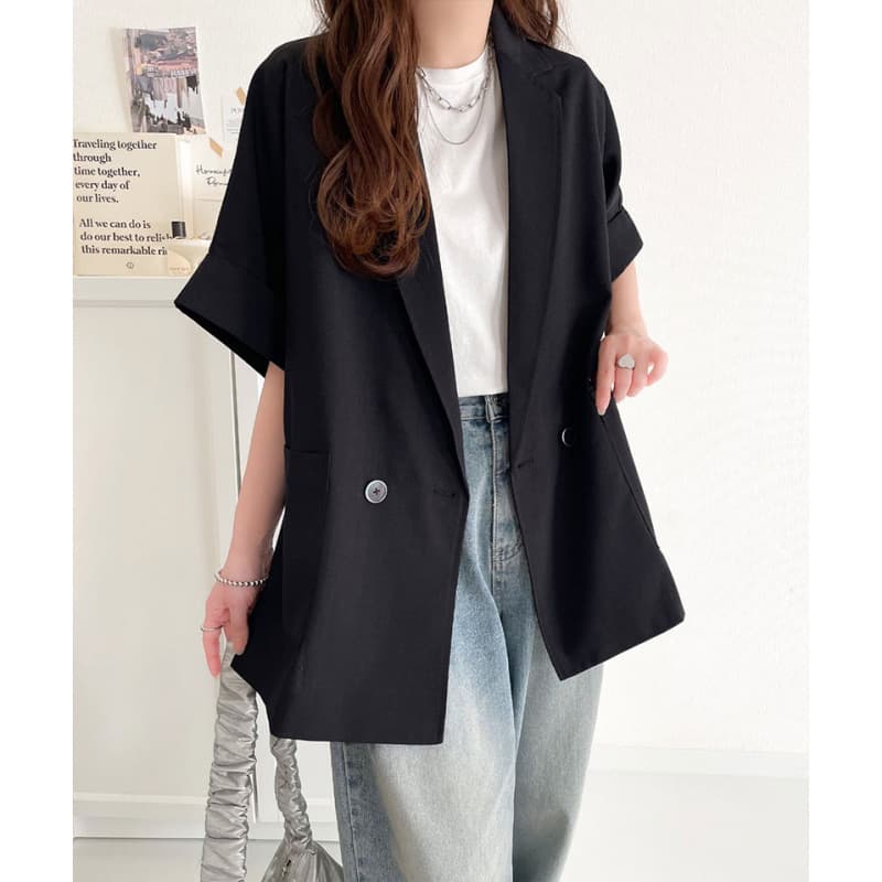 In Stock Cross-border Export to Japan Rakuten Loose-fitting Short-sleeve Thin Blazer