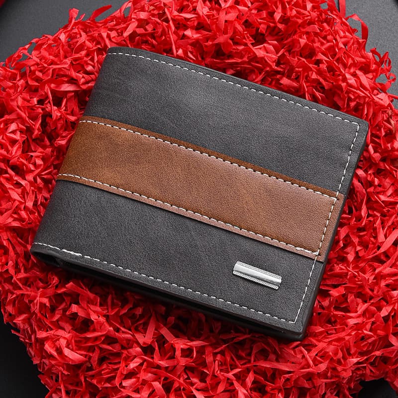 New Cross-Border Wallet for Men, Short Wallet with Multiple Card Slots, Large Capacity, Fashionable Horizontal Style, Men's Purse and Coin Purse