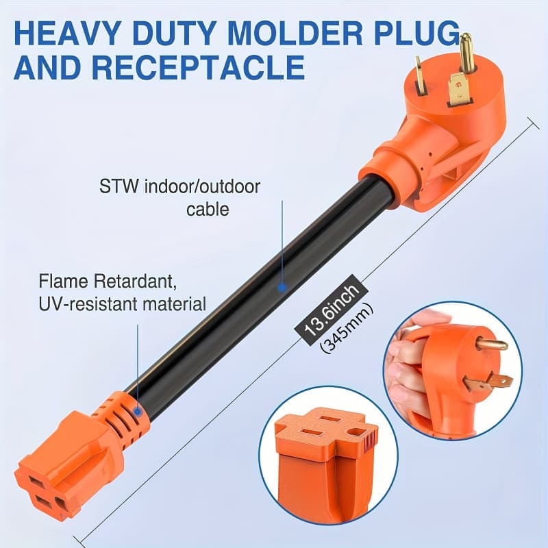 2026 Autumn/Winter Cross-border Foreign Trade New 30 Amp to 15 Amp Pure Copper Heavy-Duty Power Adapter Cable 1