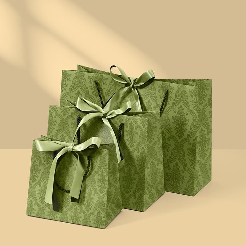 Gucci Green Gift Bag with Green Ribbon, Clothing Handbag Gift Box with Handle, Gift Packaging Bag