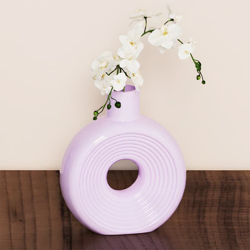 Sweet DIY Nordic Round Vase Silicone Mold Oval Circle Striped Large Decorative Donut Flower Arrangement