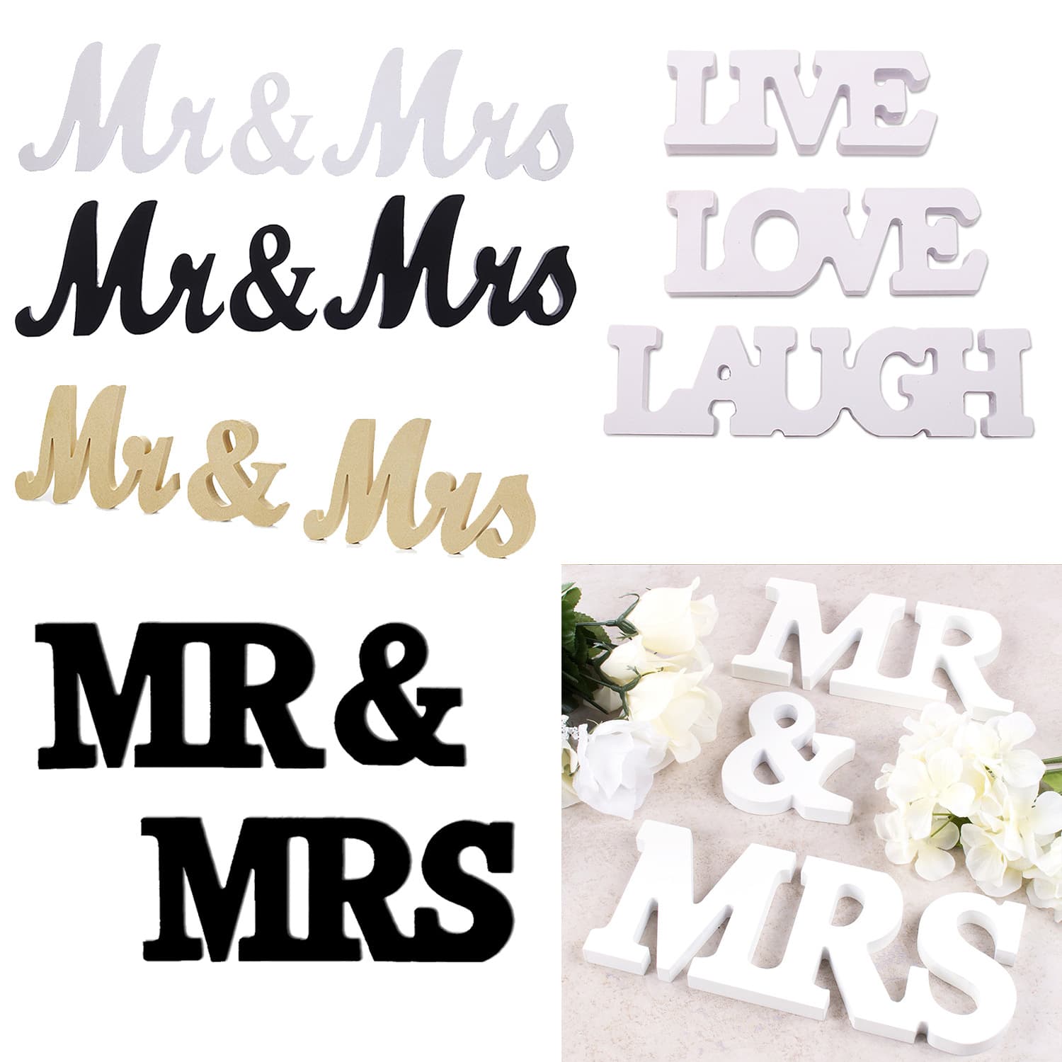 Rustic Style Alphabet Decorations for Valentine's Day Party Photo Props Wedding Decorations Density Board Crafts Aalive Brand