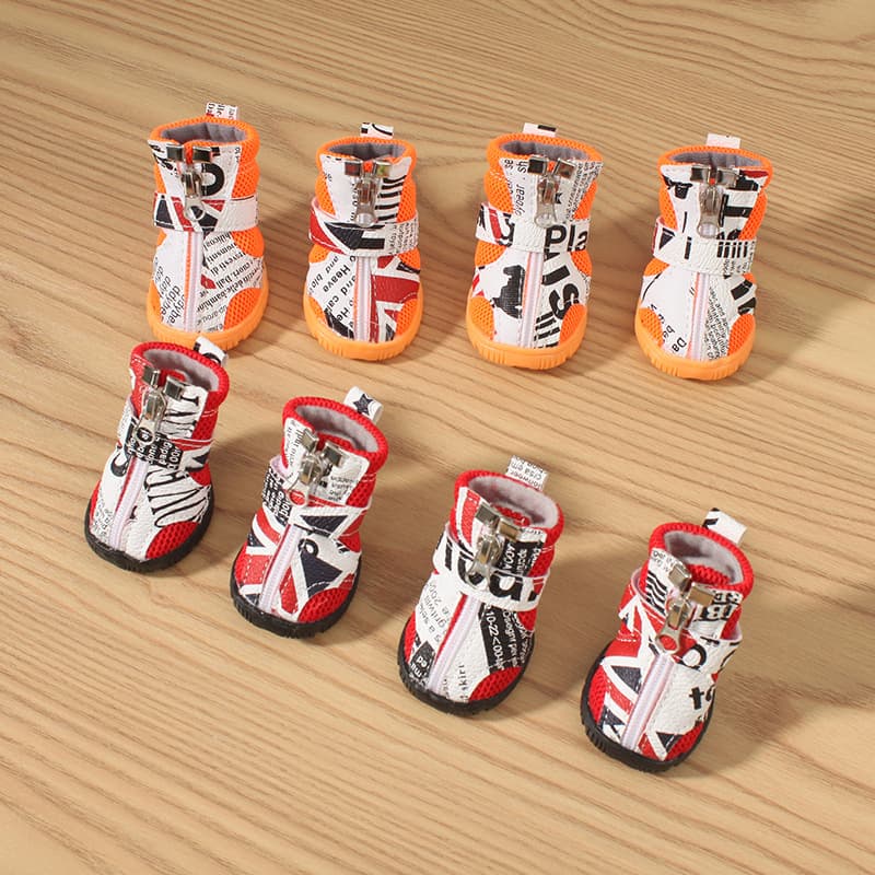 Pet Dog Shoes for Small and Medium Dogs, Teddy Bichon Soft Sole Anti-Slip Breathable Shoes, Zipper Style Sandals, Non-Slip