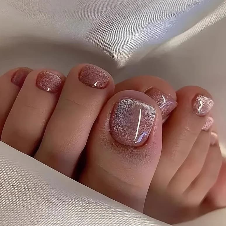 Cross-Border Best-Selling Fashion Toe Nail Art Classic Simple Solid Color Cat Eye Short Square Wearable Toe Nails Wholesale