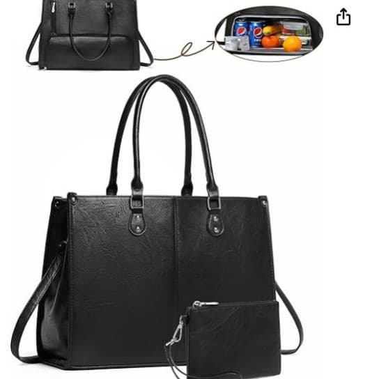 Independent Station Laptop Handbag with Insulated Lunch Compartment and 15.6inch Computer Compartments for Women