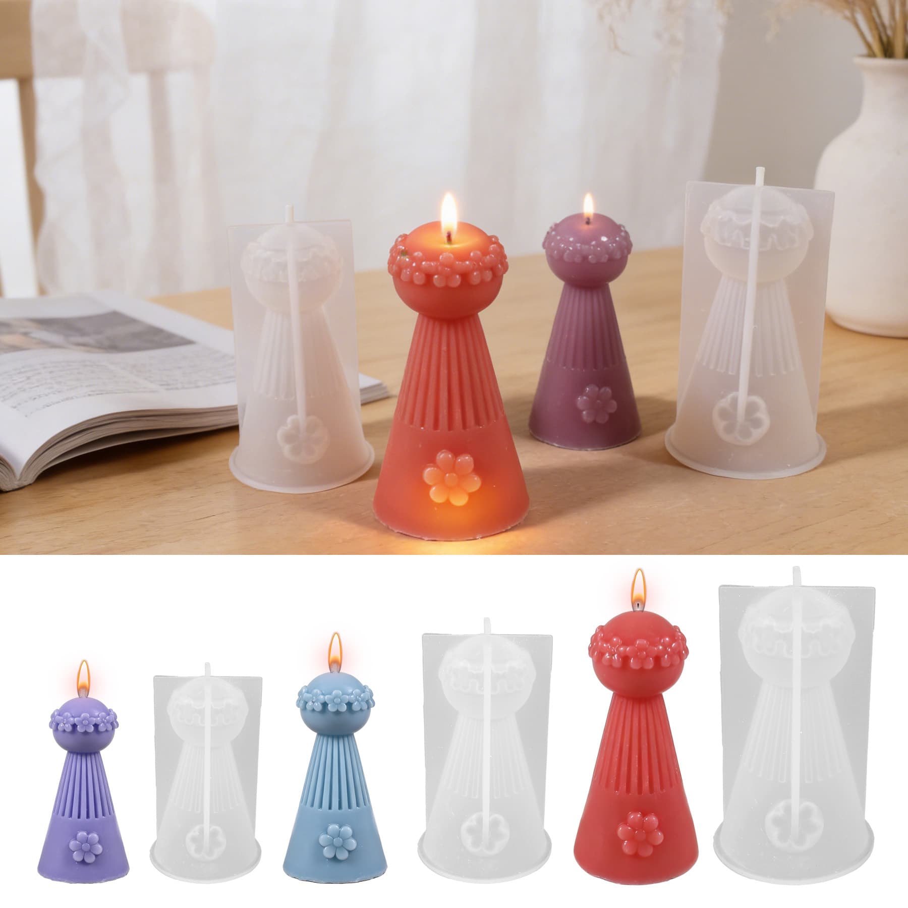 Popular Wreath Angel Candle Resin Silicone Mold, Epoxy DIY Minimalist Figure Plaster Ornament