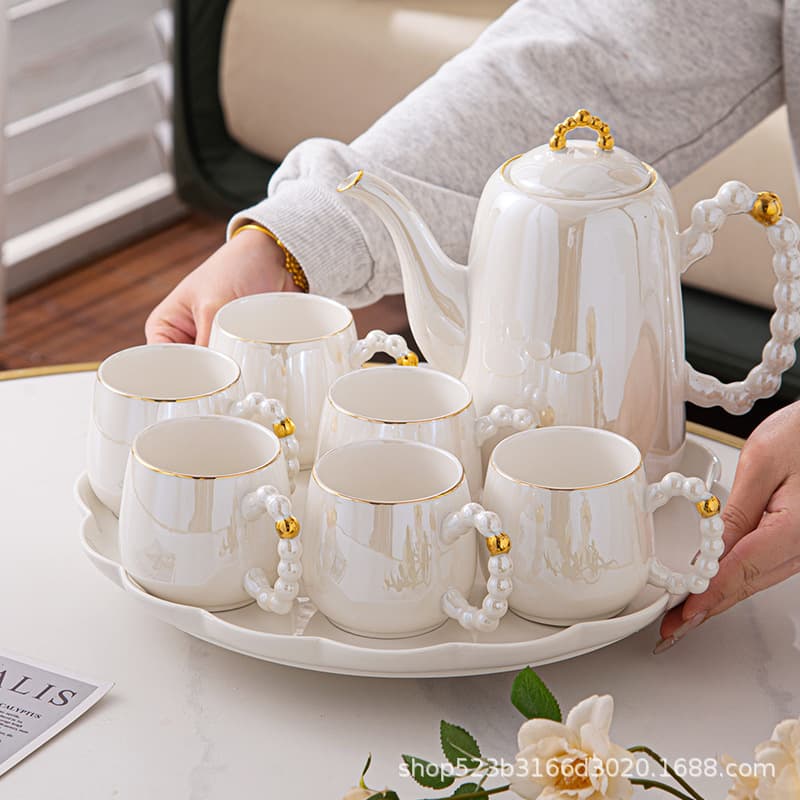 Light luxury wedding gift, wedding housewarming gift, tea set set, high-quality rotatable cup set