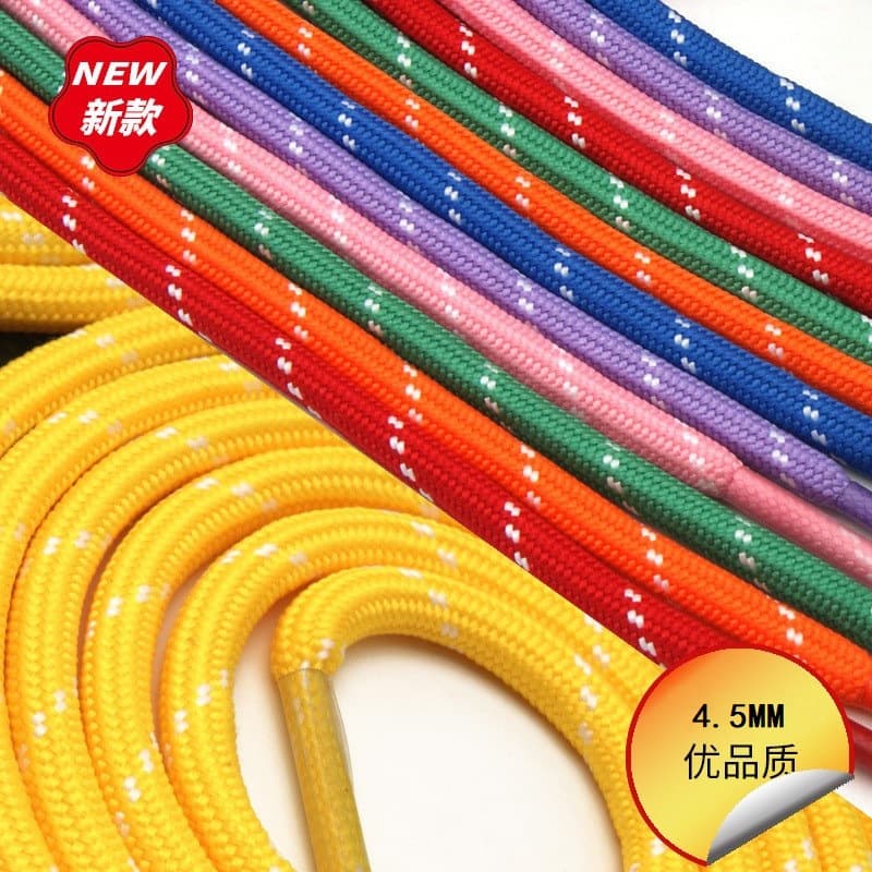Factory 4mm colored twill dense pattern round shoelace string, fashionable matching mixed-color clothing accessories cap string