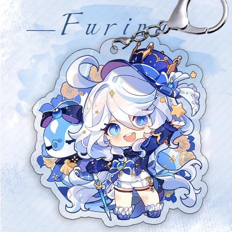 Genshin Impact Furina Merchandise Carlo Cartoon Emote Cute Backpack Double-Sided Acrylic Gift Charm Keychain