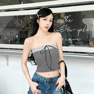 Korean Polka Dot Tie Design Long Sleeve T-Shirt Women's Top