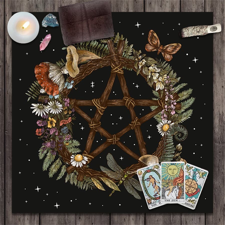 Energy symbol altar cloth five-star tarot card black oracle mat tarot card tablecloth custom ins