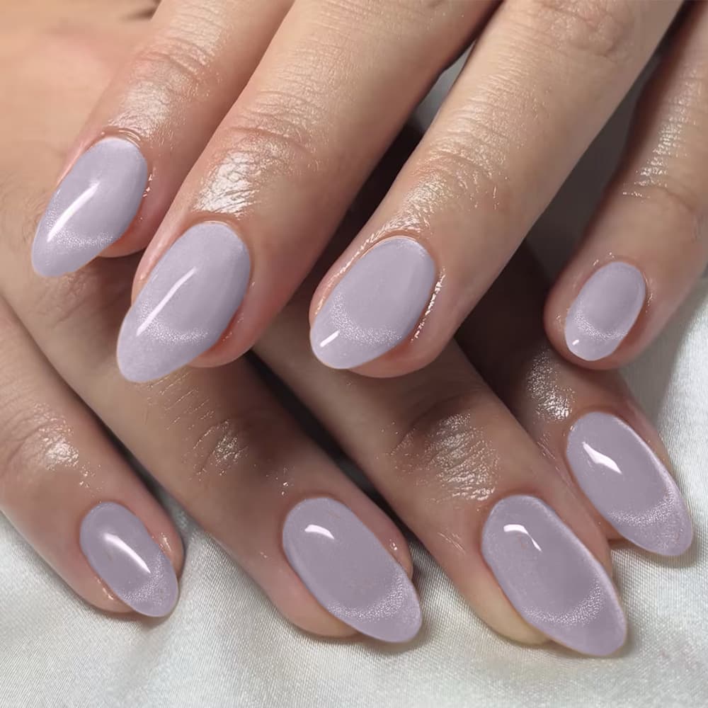 Ceramic Moonlight Cat Eye Lavender Almond Wearable Nails Gentle Personality Advanced Explosive Shiny Facial Manicure 30 Pieces of Fake Nails