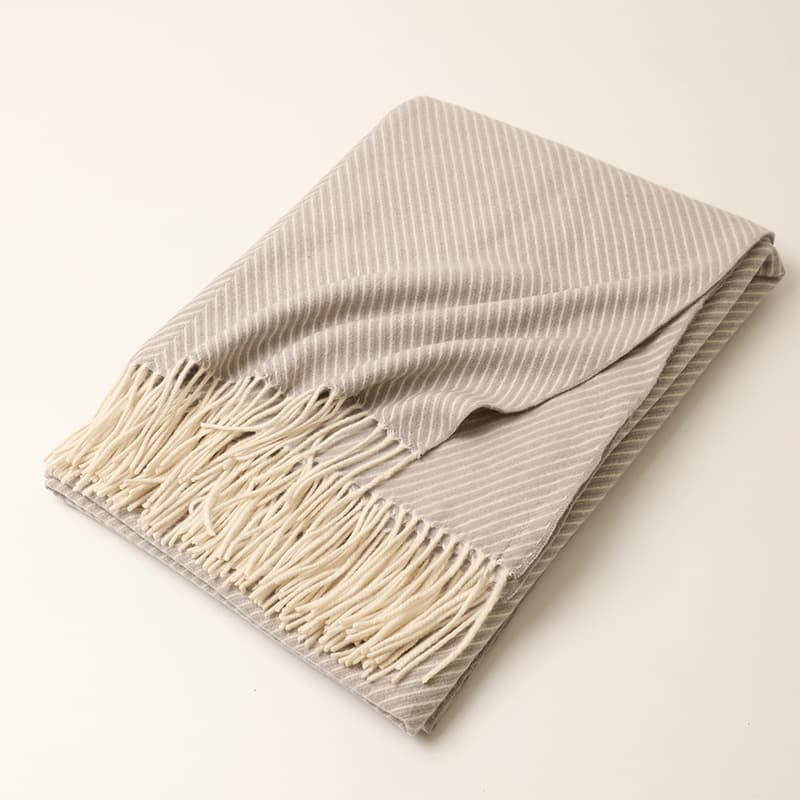 Herringbone wool blanket, solid color tassel lamb wool cover, travel home blanket, large air-conditioning throw shawl