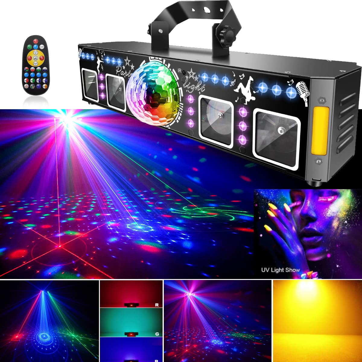 New Magic Ball Laser Light with RF Strobe Beam for KTV/Bar Room Atmosphere Pattern Projection, Colorful Disco