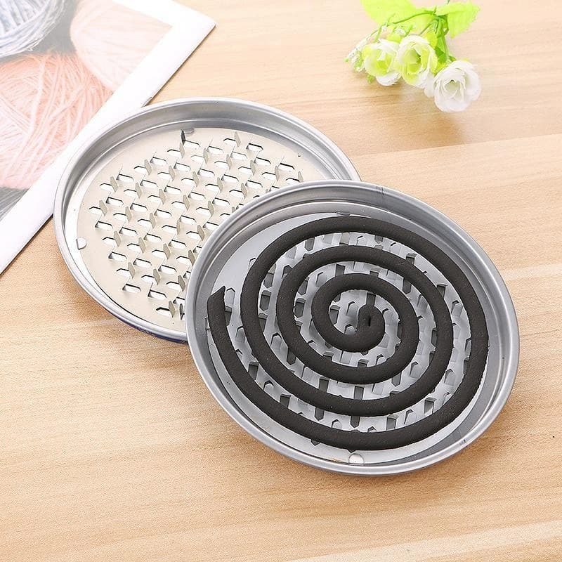 Household Serrated Grid Mosquito Coil Tray Holder Box Ash Catcher Iron Fireproof Metal Mosquito Coil Plate