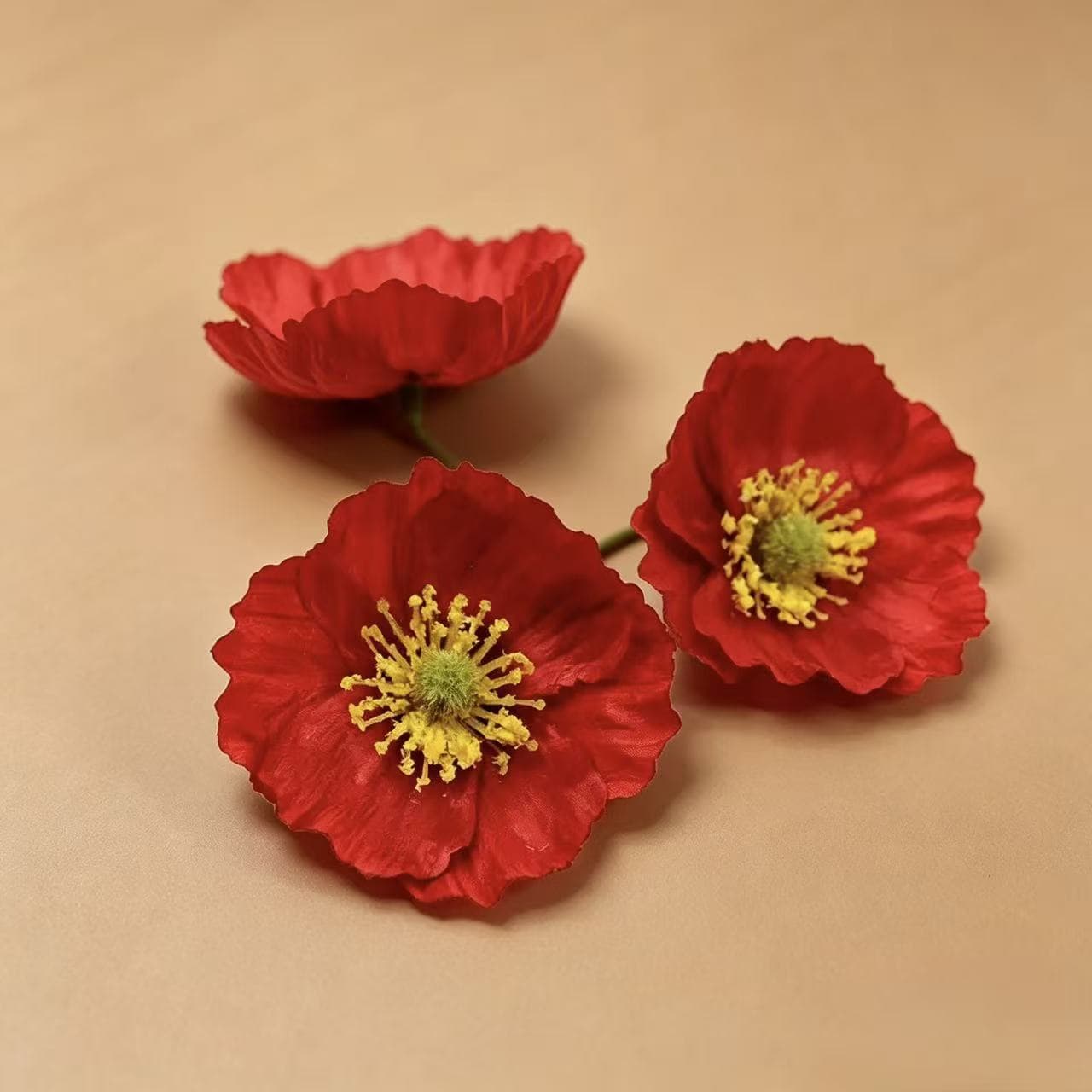 Artificial Poppy Flower Head DIY Hairpin Hair Accessories Wedding Decoration Simulation Flower Head Ornaments