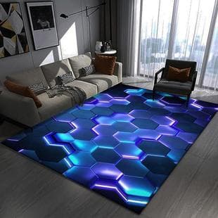 Living Room Carpet, Stain-Resistant, Easy-Care, Simple 3D Cool Non-Slip Bedside Rug, Gaming Room Decorative Carpet