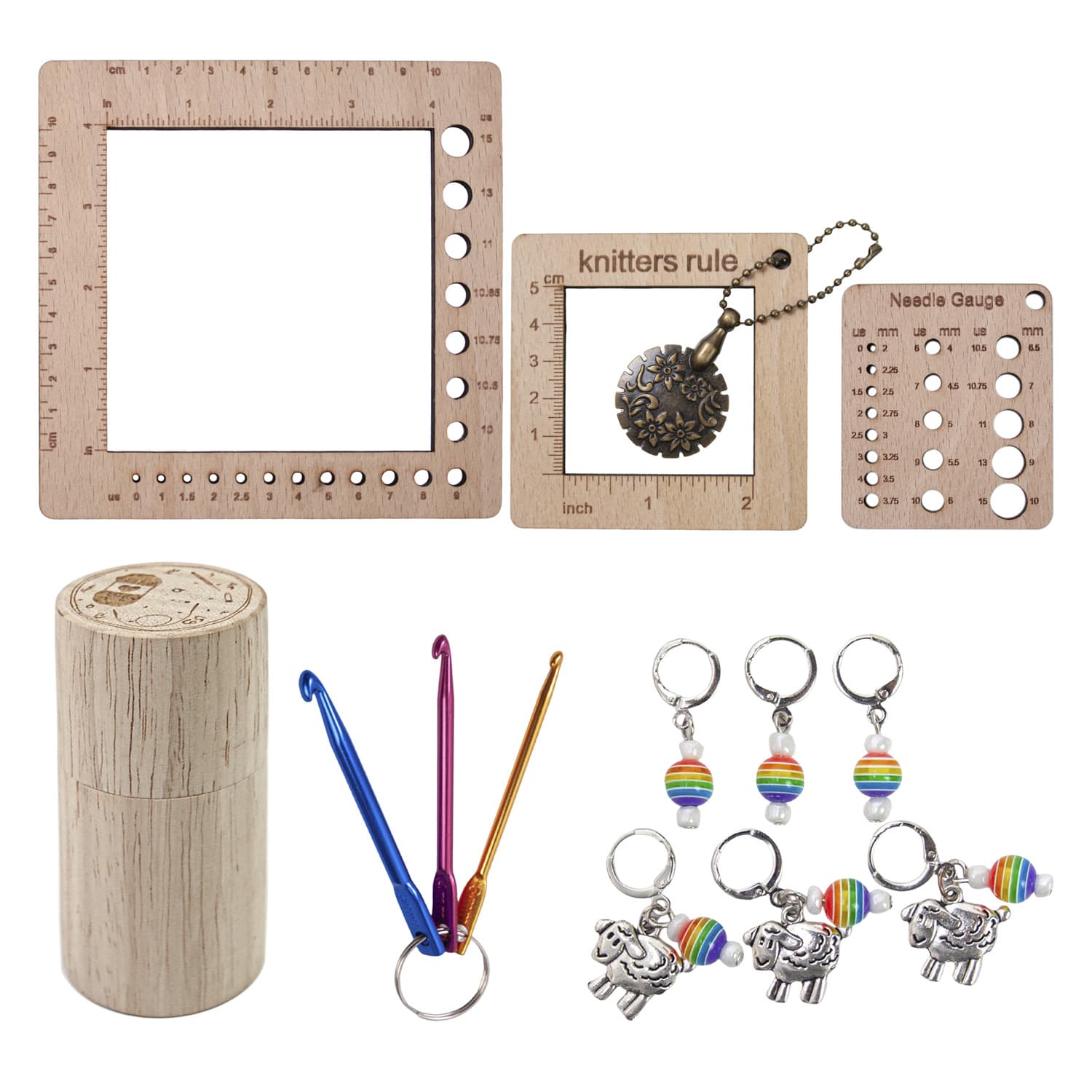 Portable Knitting/Crochet Travel Kits with Ruler, Gauge, and Yarn Craft Tools