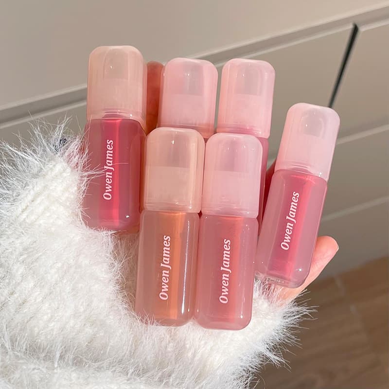 Ice Bucket Water-Gloss Mirror Lip Glaze Ins Lipstick Student Party No-Makeup Look Brightening Cute Girly Lip Mud Nude Color
