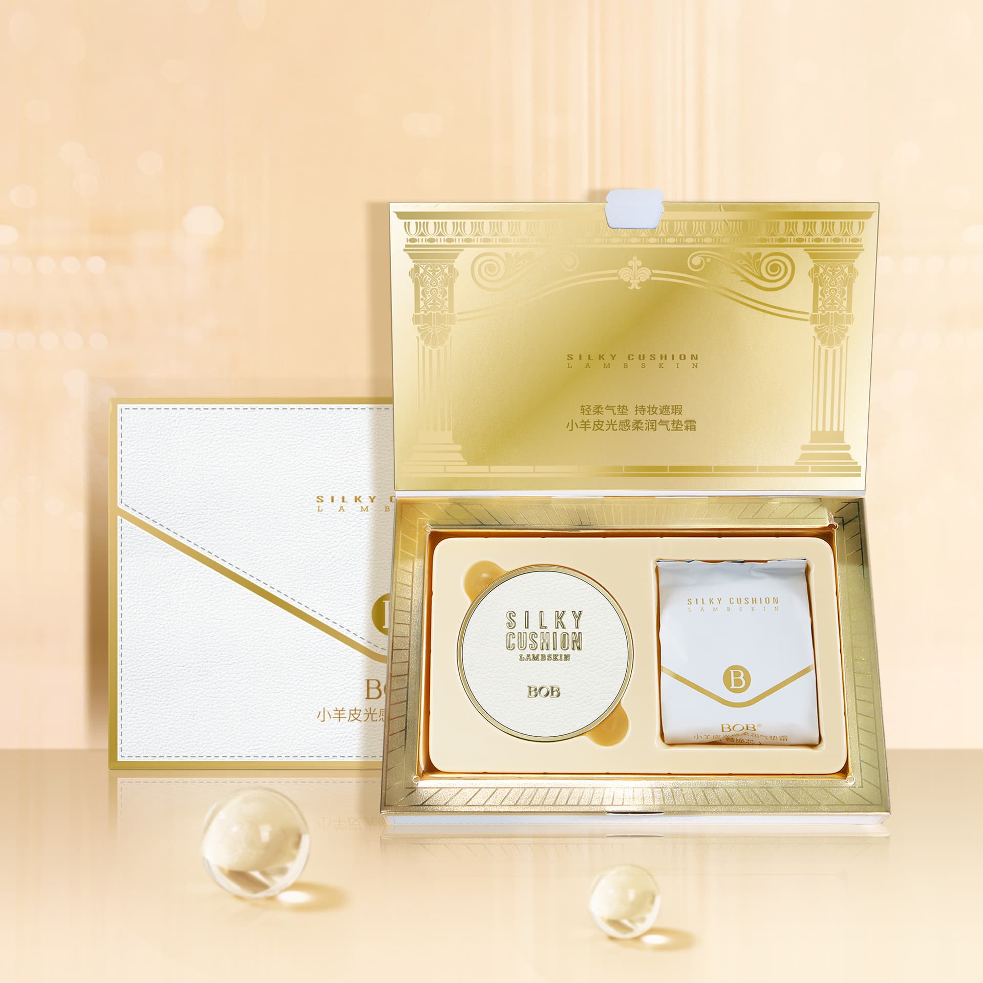 BOB Lambskin Cushion Foundation Light Glow Radiant Cushion Cream Base Makeup Concealer Brightening Isolation Foundation Cosmetics Wholesale