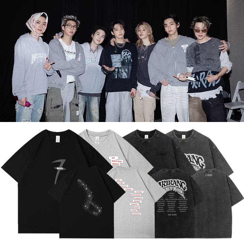 BTS 2026 concert ARIRANG North American venue peripheral clothes same style short-sleeved T-shirt cotton washed