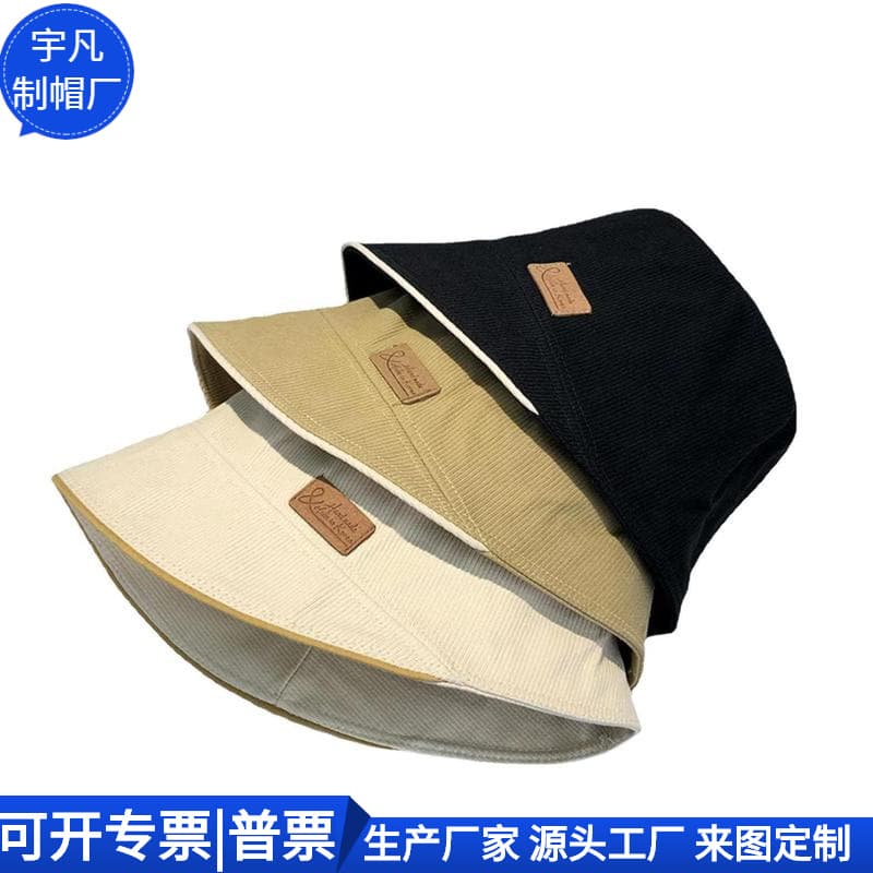 National Trend Cotton Bucket Hat, Stylish Versatile Cotton Basin Hat, Corduroy Wide Brim Sun Hat, Custom Factory