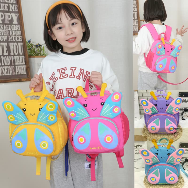 Children's Backpack Anti-Lost Toddler School Bag for Girls Cute Cartoon Butterfly Preschool Backpack Wholesale