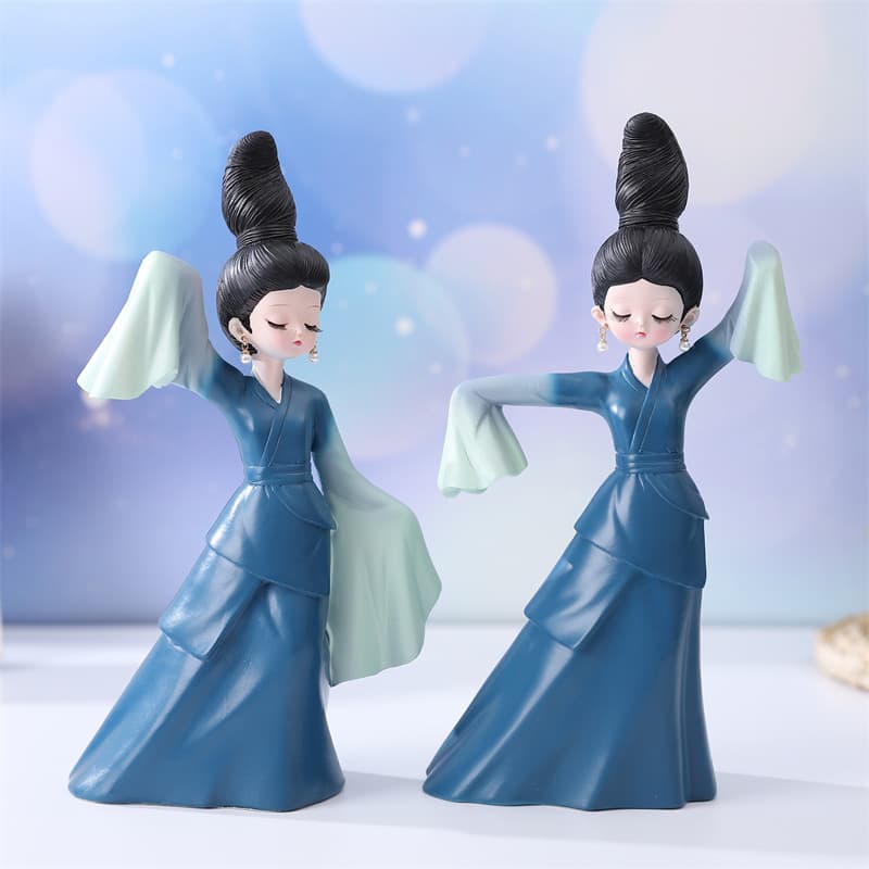 Douyin Hot Selling Antique Girl Large Pearl Earrings Blue Dress Dancing Girl Creative Gift Ornaments Factory Direct Sales
