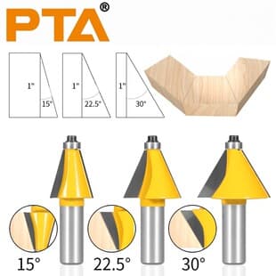 1/2" Shank Bevel Edge Chamfer Router Bit Woodworking Milling Cutter for Trim Router Carbide Alloy