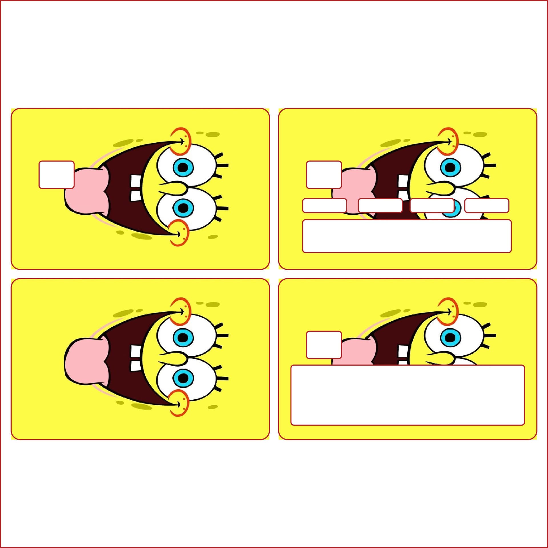 4-Piece SpongeBob Credit Card Skin Vinyl Stickers Debit Card Transit Card Personalized Bank Card
