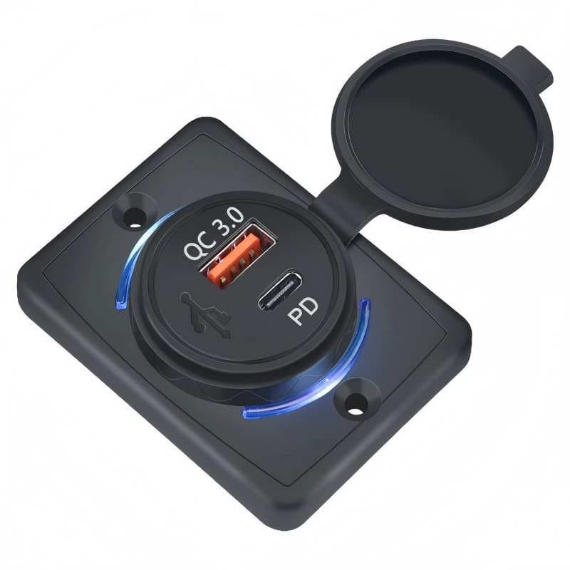 Cross-border Hot Selling Square Bus RV Fast Charging Modified USB Charger PD Port Fast Car Charger