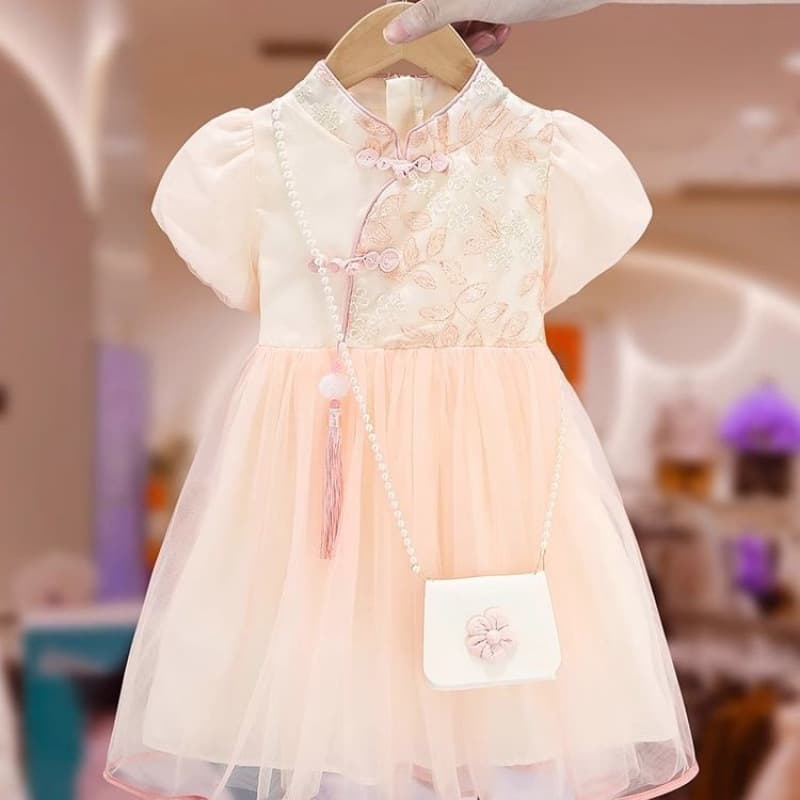 Girls' Summer Dress 2026 New Style Children's Chinese Hanfu Dress Baby Cheongsam Princess Dress Other