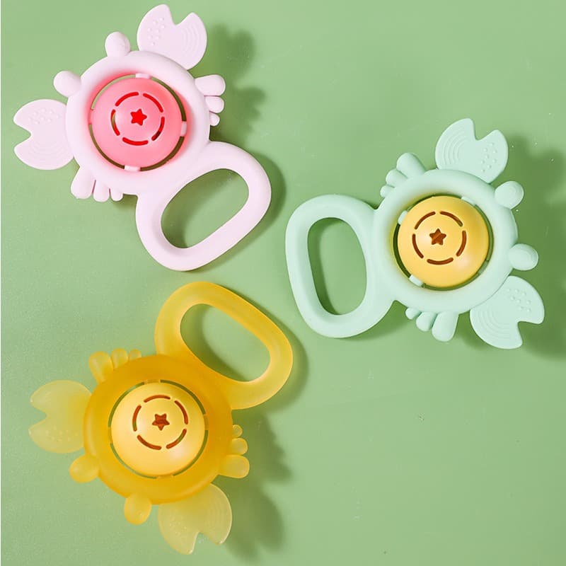 Baby Infant Wristband Crab Teether Nano Silver Silicone Teething Toy Hand Guard Rattle Crab Teether Stop Hand Chewing